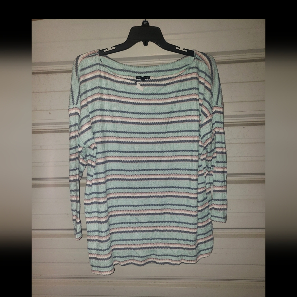 Plus Size 38 40 4x 5xLane Bryant  Striped Long Sleeve Top Soft Sweater Shirt
